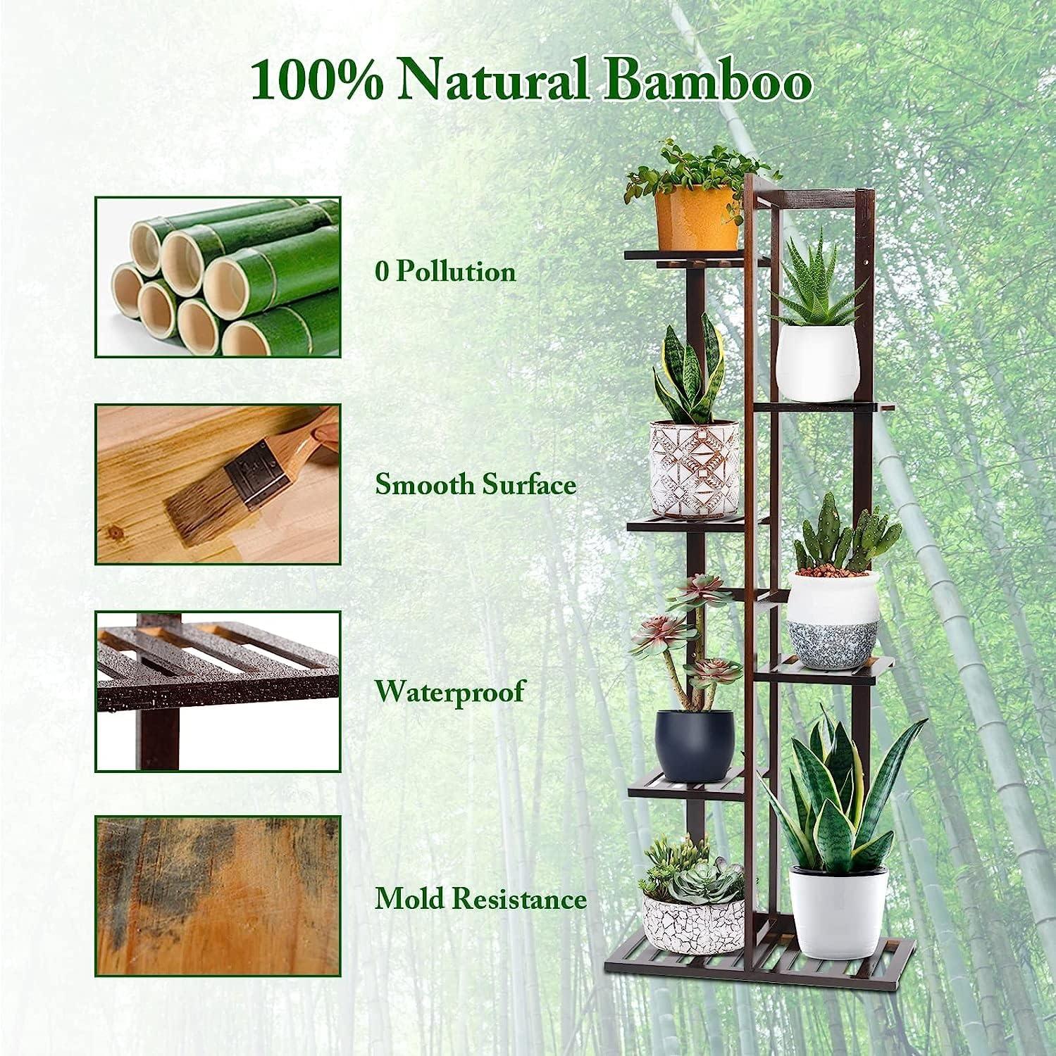 47-Inch Tall Brown Bamboo 6-Tier Plant Stand