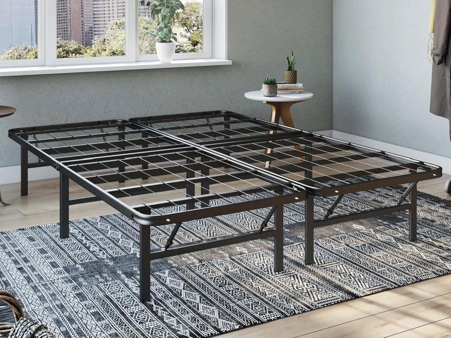 Hercules Folding Metal Bed Frame, 14 Inch Heavy Duty Platform Mattress Foundation, Easy Assembly, Noise Free, No Box Spring Needed, Twin