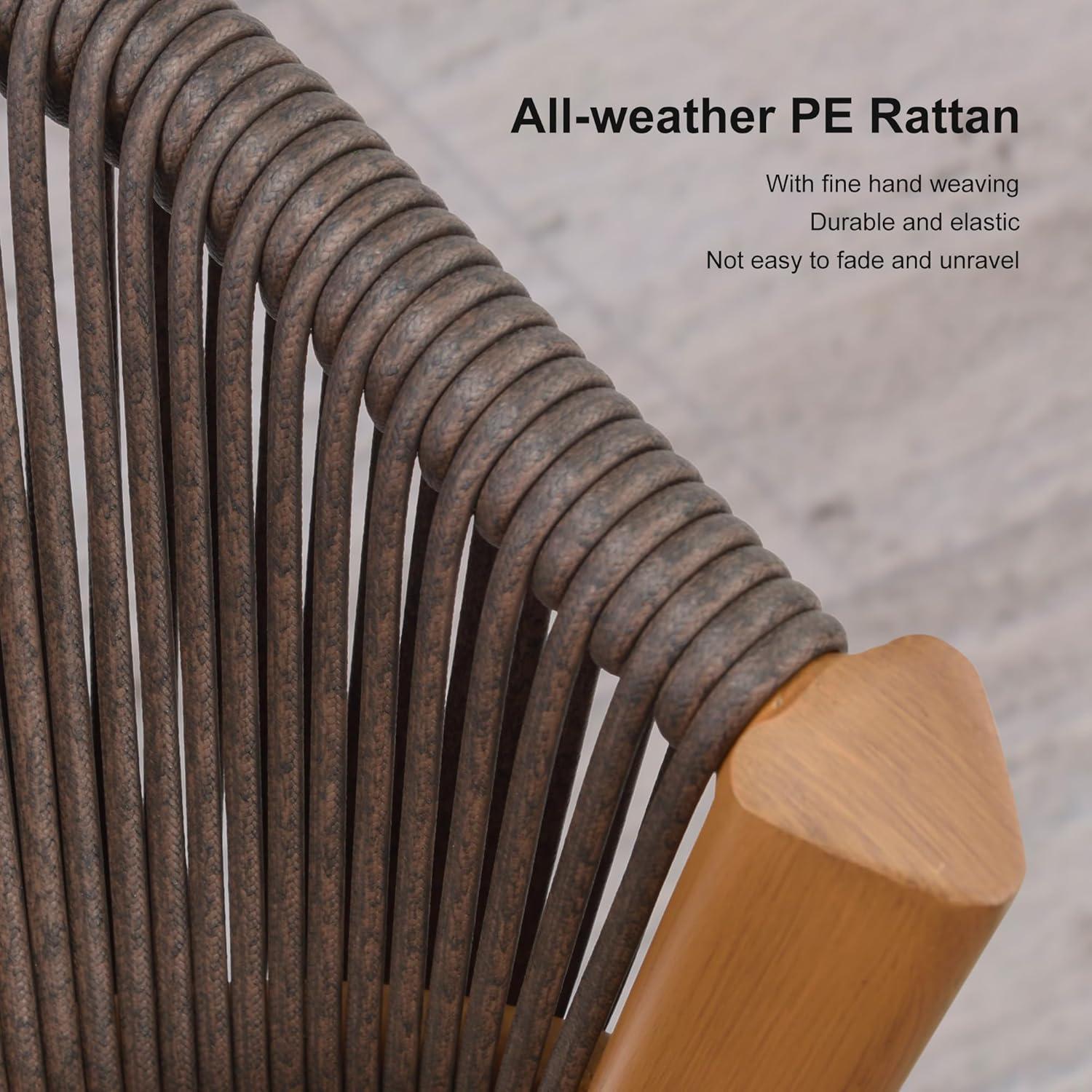 7-Piece Aluminum Wicker Dining Table and Chairs Patio Outdoor Dining Set Teak Patio Furniture Set with Cushions, Brown