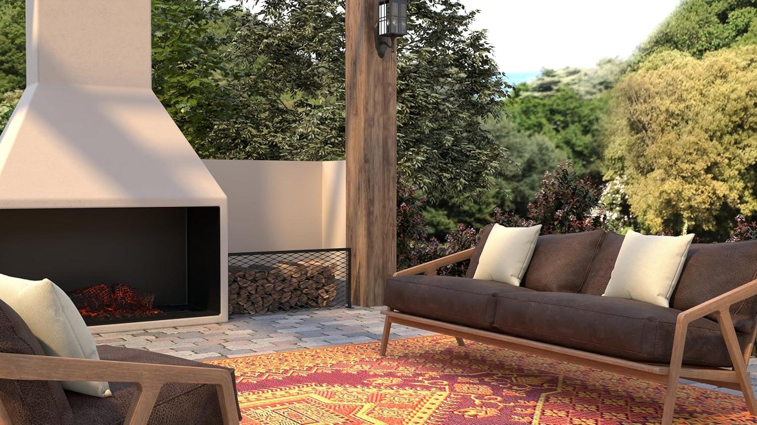 Mad Mats Oriental Turkish Polypropylene Rug Reversible Rust Outdoor, UV Resistant, 100% Recycled Material