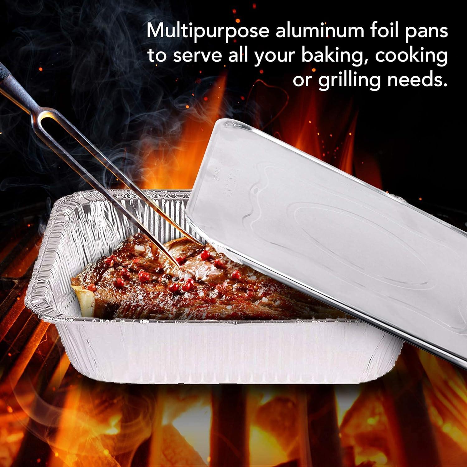 Stock Your Home 9x13 Pans with Lids (10 Pack) - Aluminum Foil Pans with Lids - Disposable Foil Tray - Half Size Steam Table Deep Pans - Tin Foil Pans for Cooking, Food Storage, BBQ, Grilling, Catering