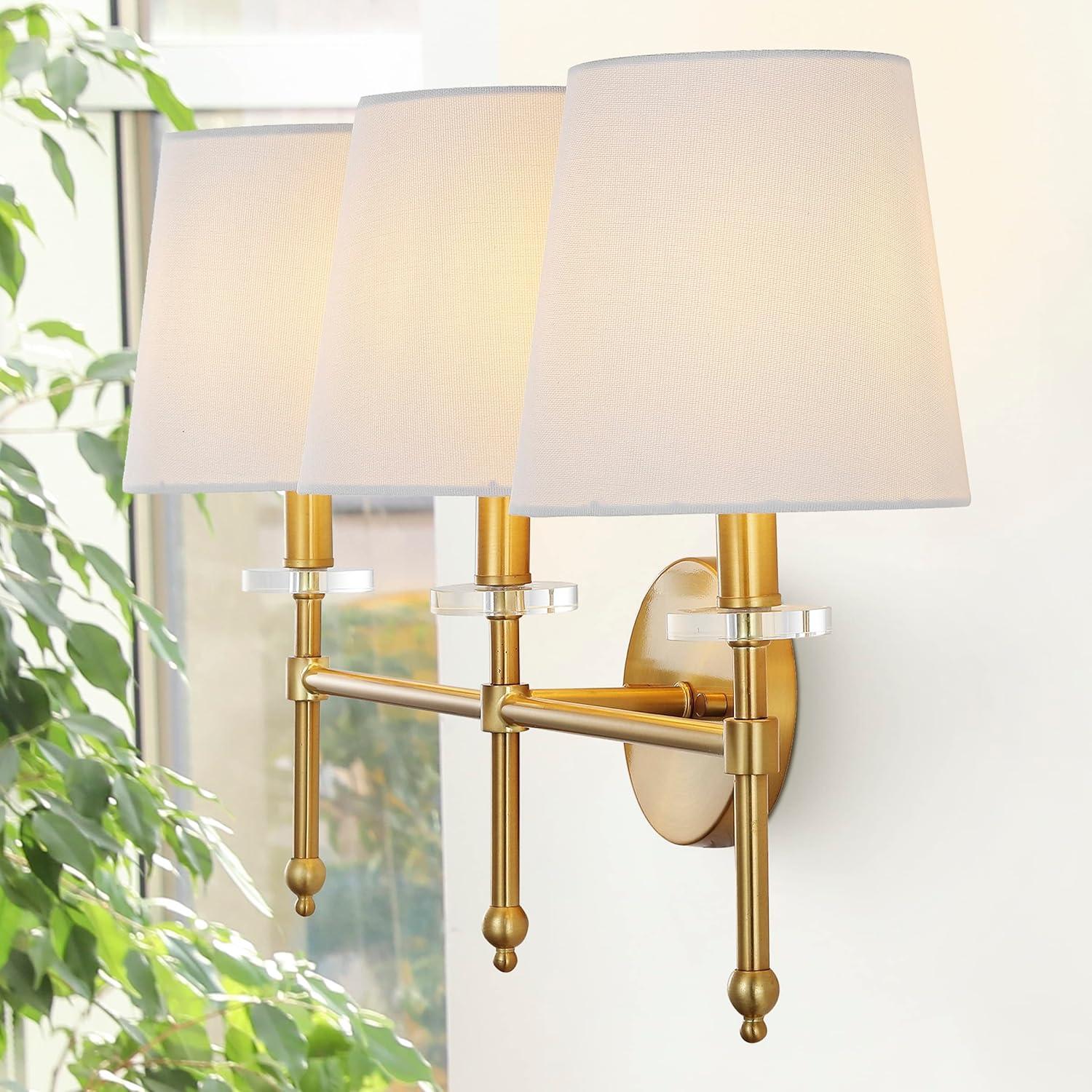 3-Light Brass Gold Modern Midcentury Vanity Light