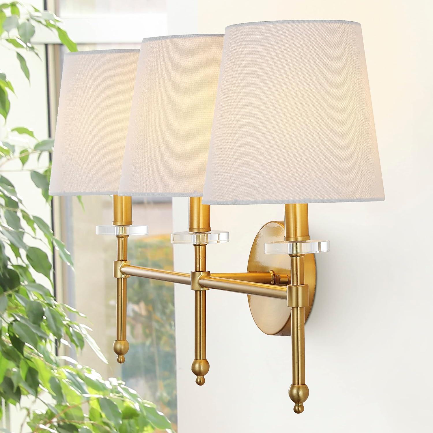 JONATHAN Y JYL9921A Olivia 23" 3-Light Modern Midcentury Iron LED Vanity Contemporary French Country Bathroom Hallway Living Room Bedroom Mirror Cabinet, Brass Gold