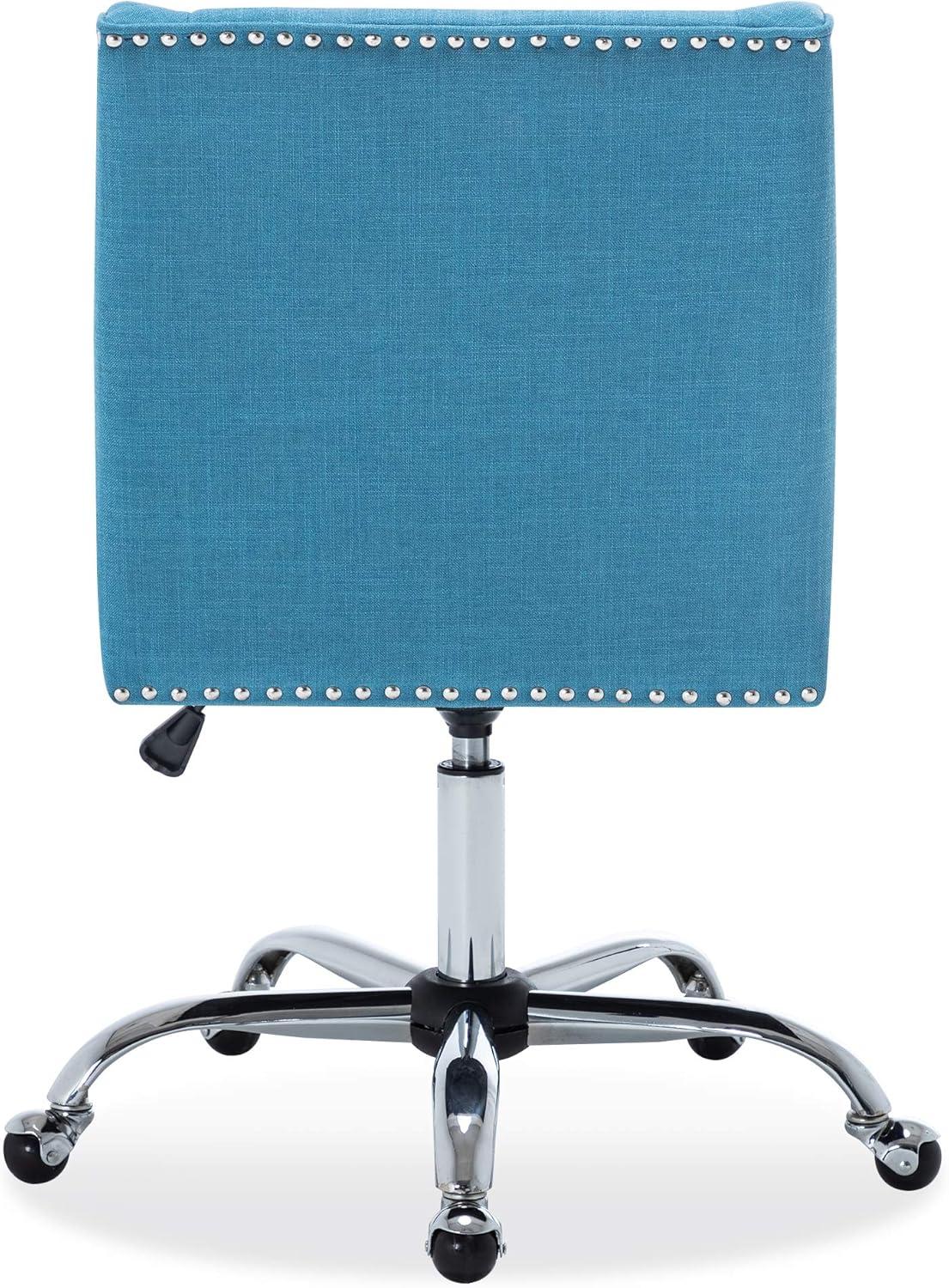 Sleek Linen Blue Armless Adjustable Office Task Chair