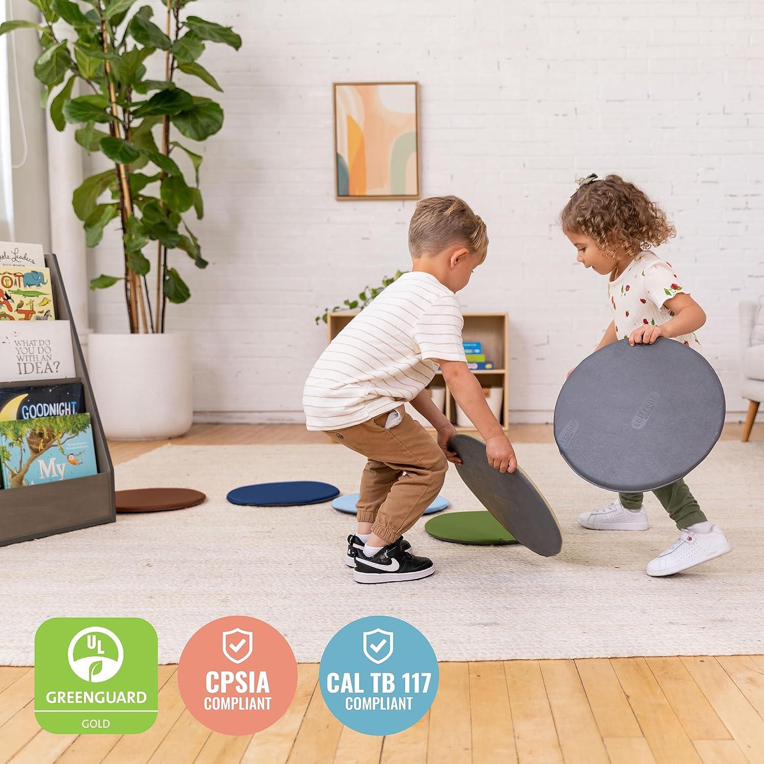ECR4Kids ECR4Kids SoftZone Colorful Floor Pads, Round, Flexible Seating, 6-Piece