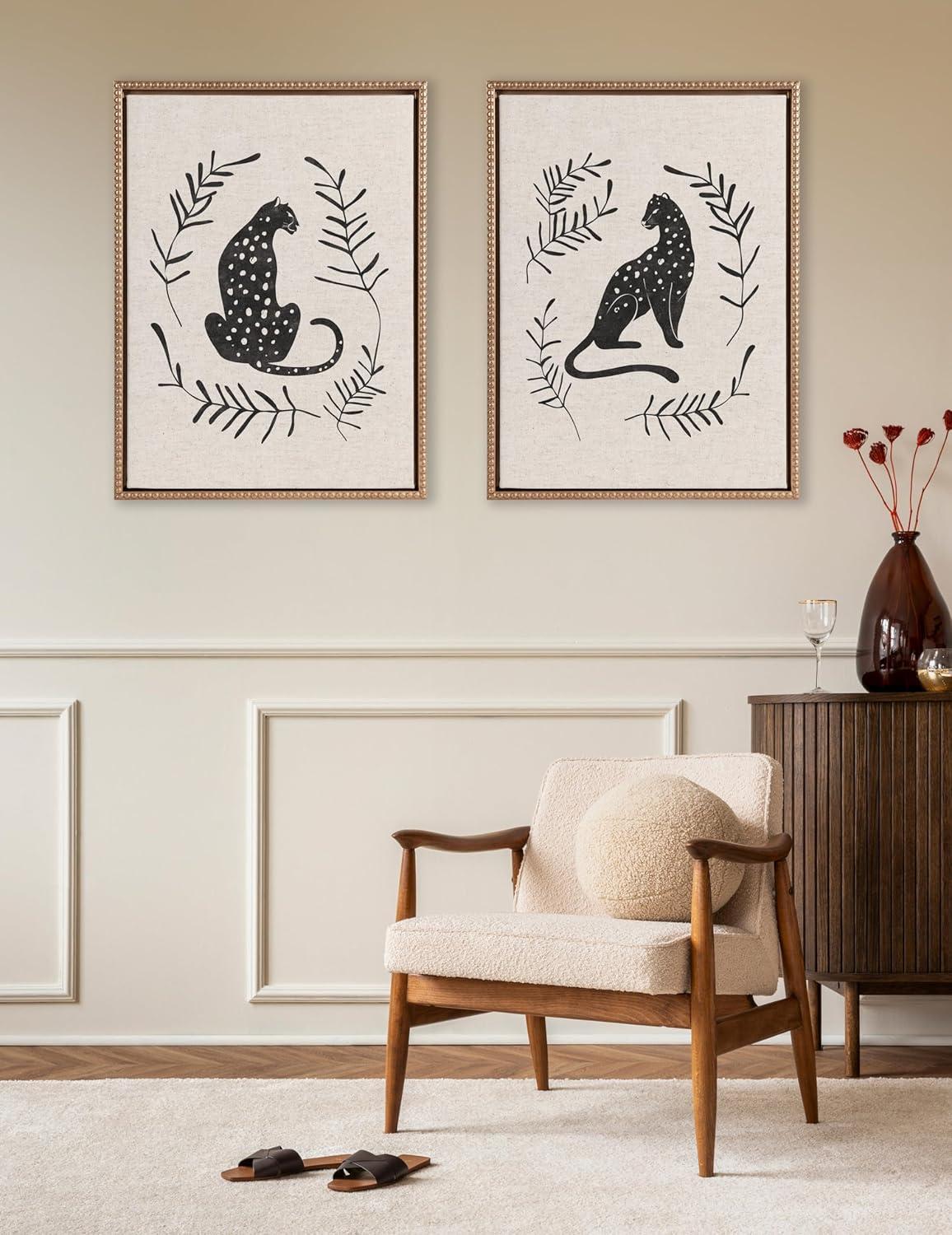 (Set of 2) 18"x24" Sylvie Beaded Jungle Black Bright Framed Canvas Arts by Alexander Ginzburg Gold - Kate & Laurel All Things Decor