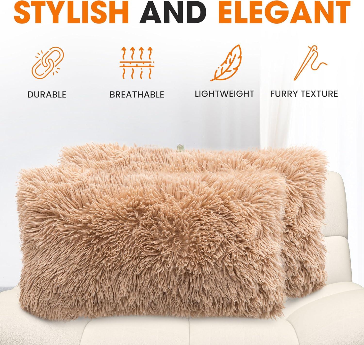 Cheer Collection Faux Fur Throw Pillow