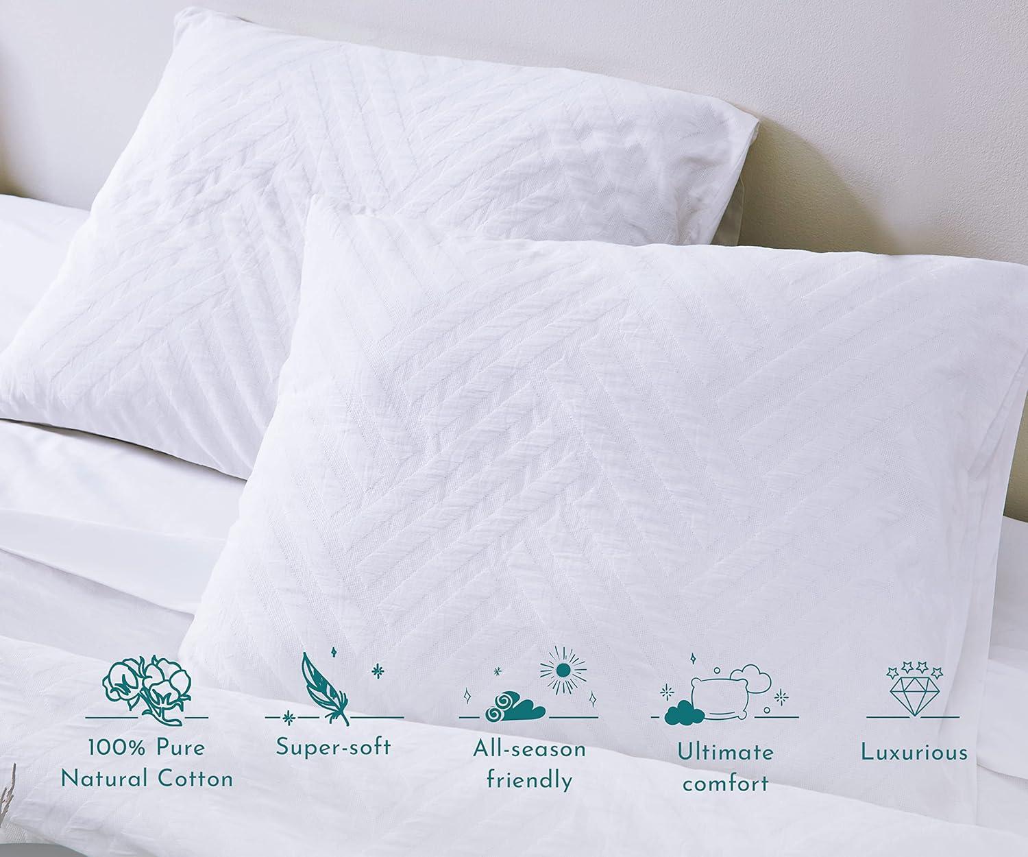 Textured Duvet Cover & Shams | 3 Piece Set Soft 100% Cotton | White Duvet Cover by California Design Den - White Geo Matelassé, Queen/Full