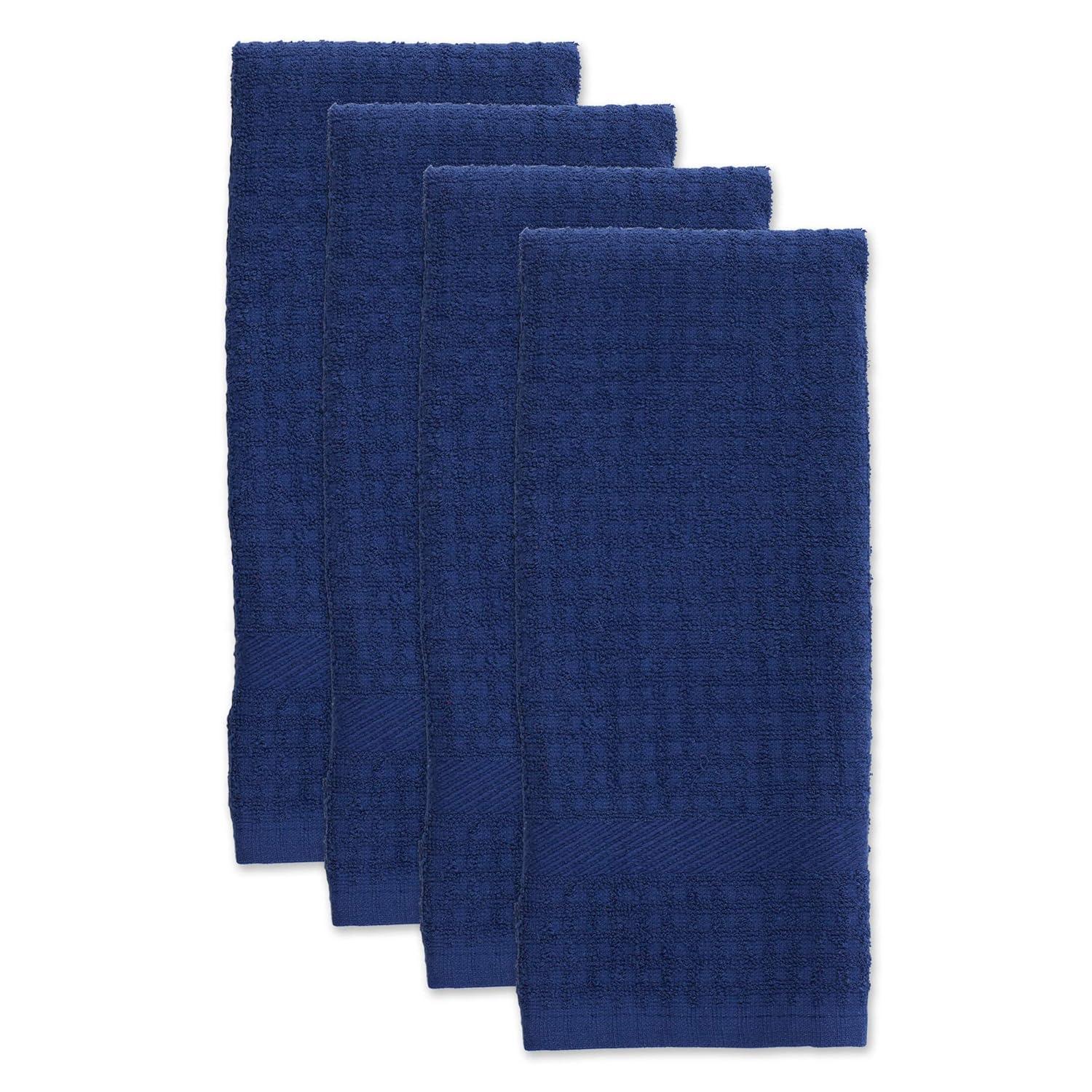 Design Imports Nautical Blue Solid Waffle Terry Dishtowel Set/4