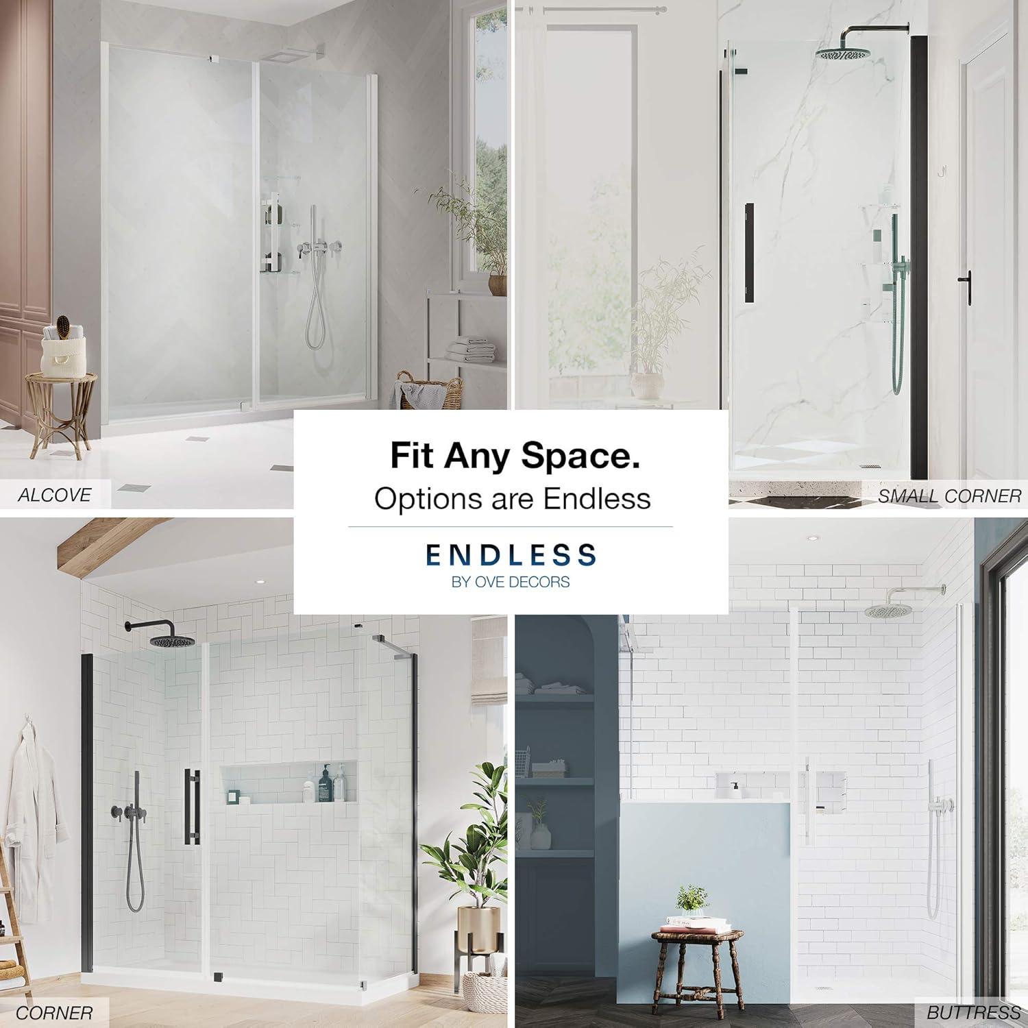 Endless Pasadena 41.38'' W 72.01'' H Frameless Rectangle Reversible Shower Kit