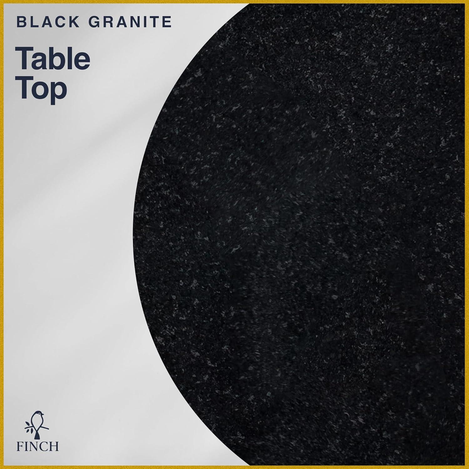 Finch Finch Adler Rothko Accent Side Table, Granite Top, Brushed Brass or Rose Gold Base, Hourglass Shape