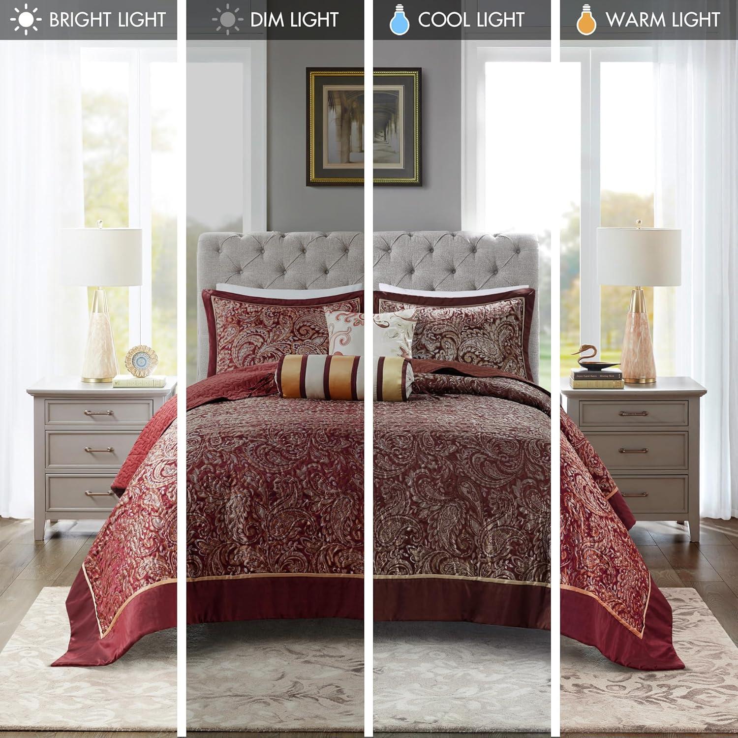 Madison Park Aubrey 5 Piece Jacquard Bedspread Set with Throw Pillows