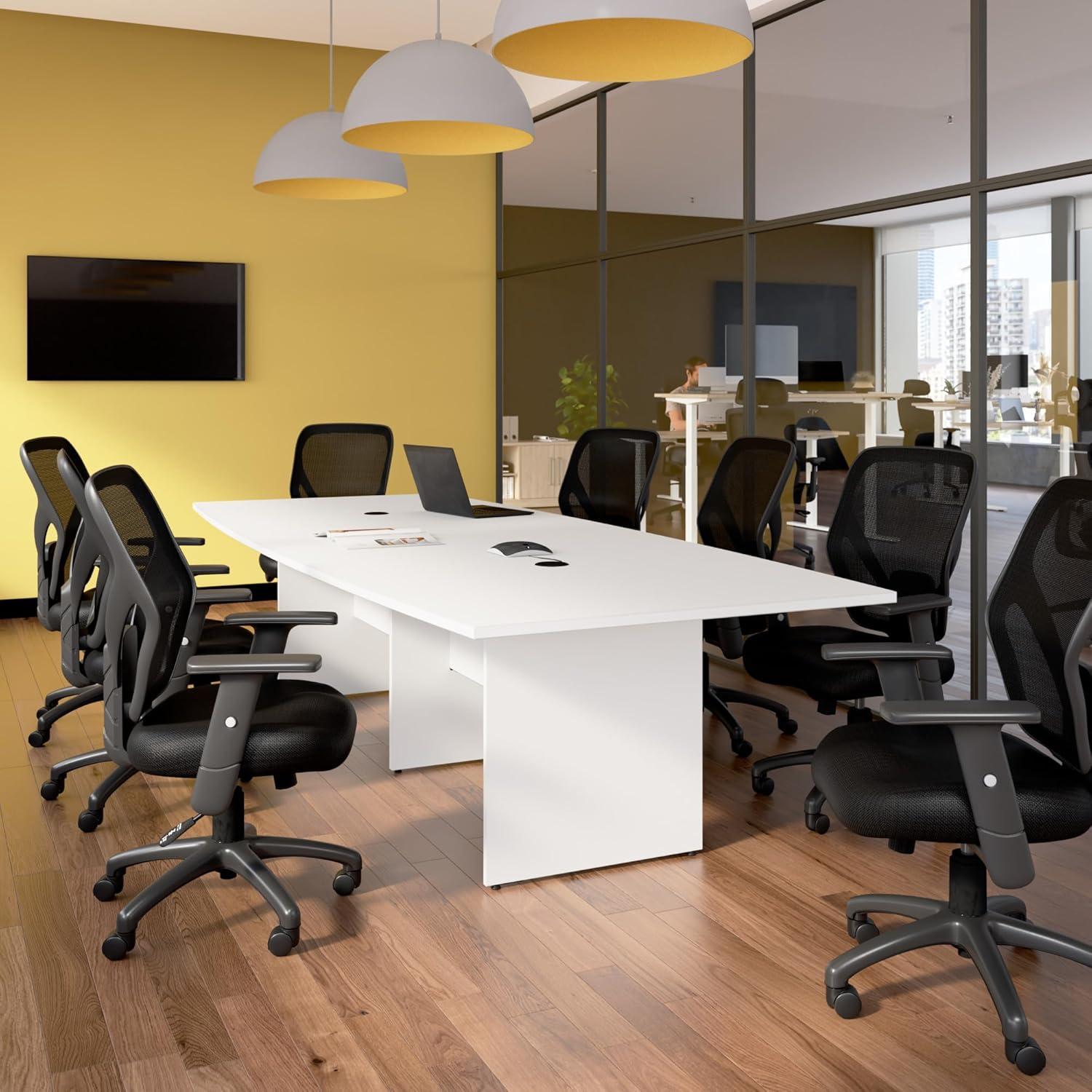 BBF 120W x 48D Boat Shaped Conference Table with Wood Base