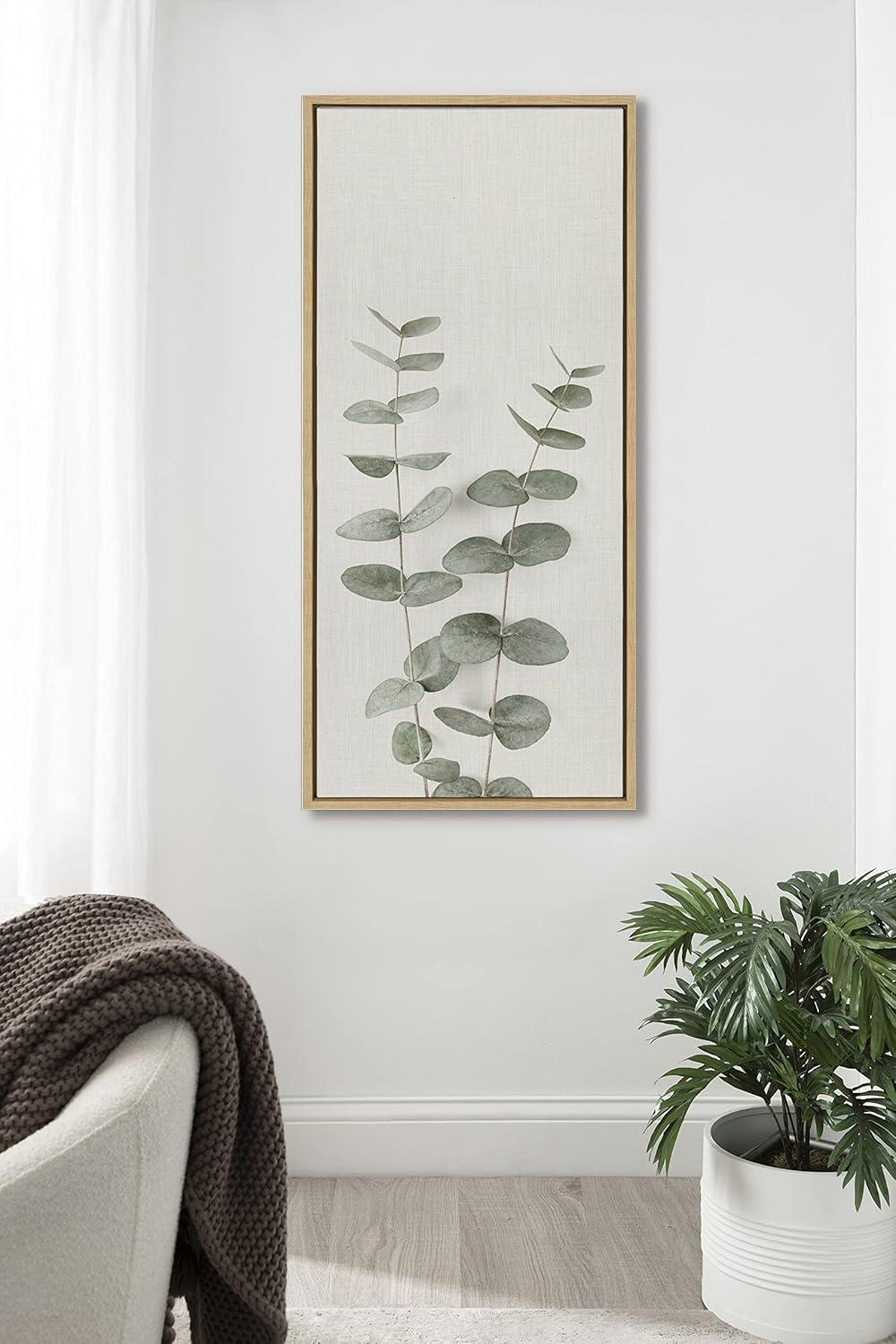 Kate and Laurel Sylvie Eucalyptus Botanical II Framed Canvas by The Creative Bunch Studio, 18x40, Natural