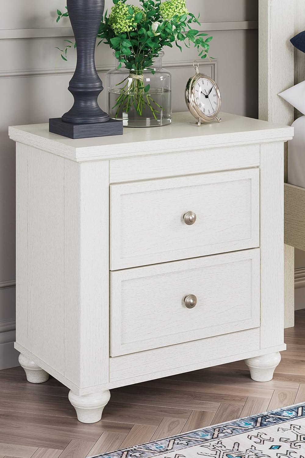 Grantoni Cottage-Style White 2-Drawer Nightstand