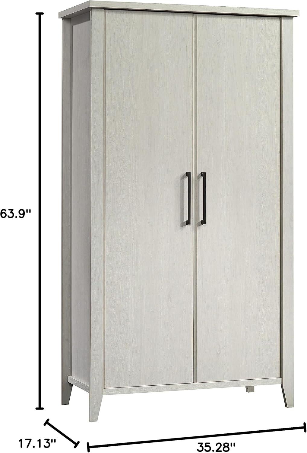 Sauder Summit Station Storage Cabinet Glacier Oak: Laminated MDF, 4 Adjustable Shelves, CARB Certified
