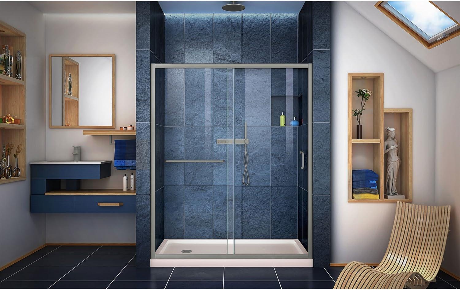 Infinity-Z 60" W x 30" D x 74.75" H Semi-frameless Sliding Shower Kit