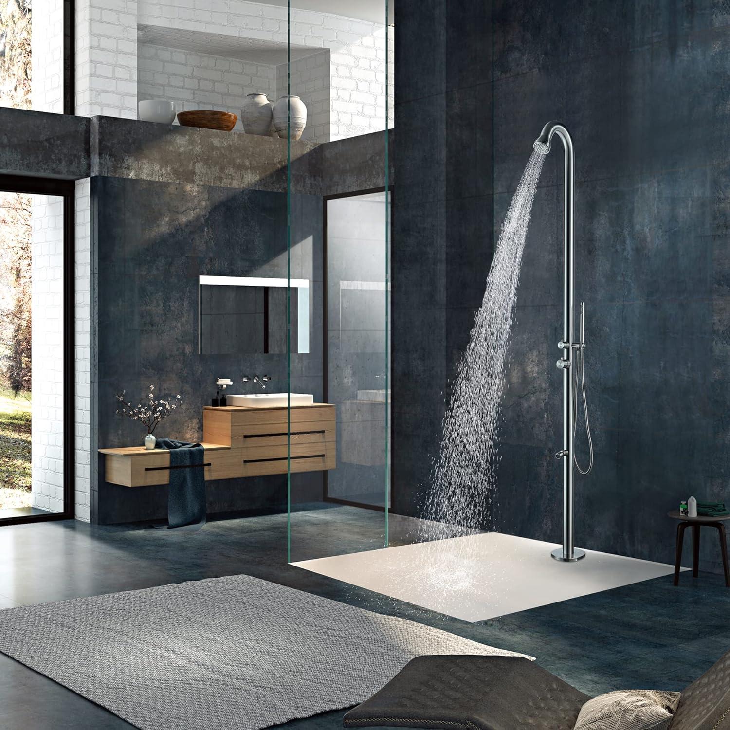 Stainless Steel Free Standing Outdoor Shower