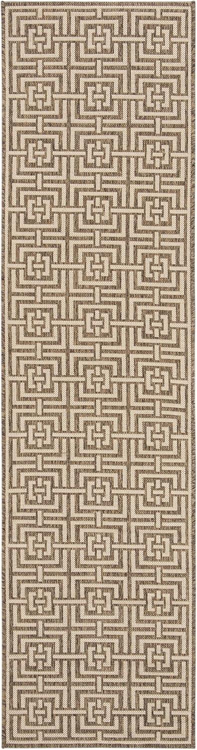 SAFAVIEH Beach House Nelie Geometric Indoor/Outdoor Runner Rug Beige/Cream, 2' x 8'