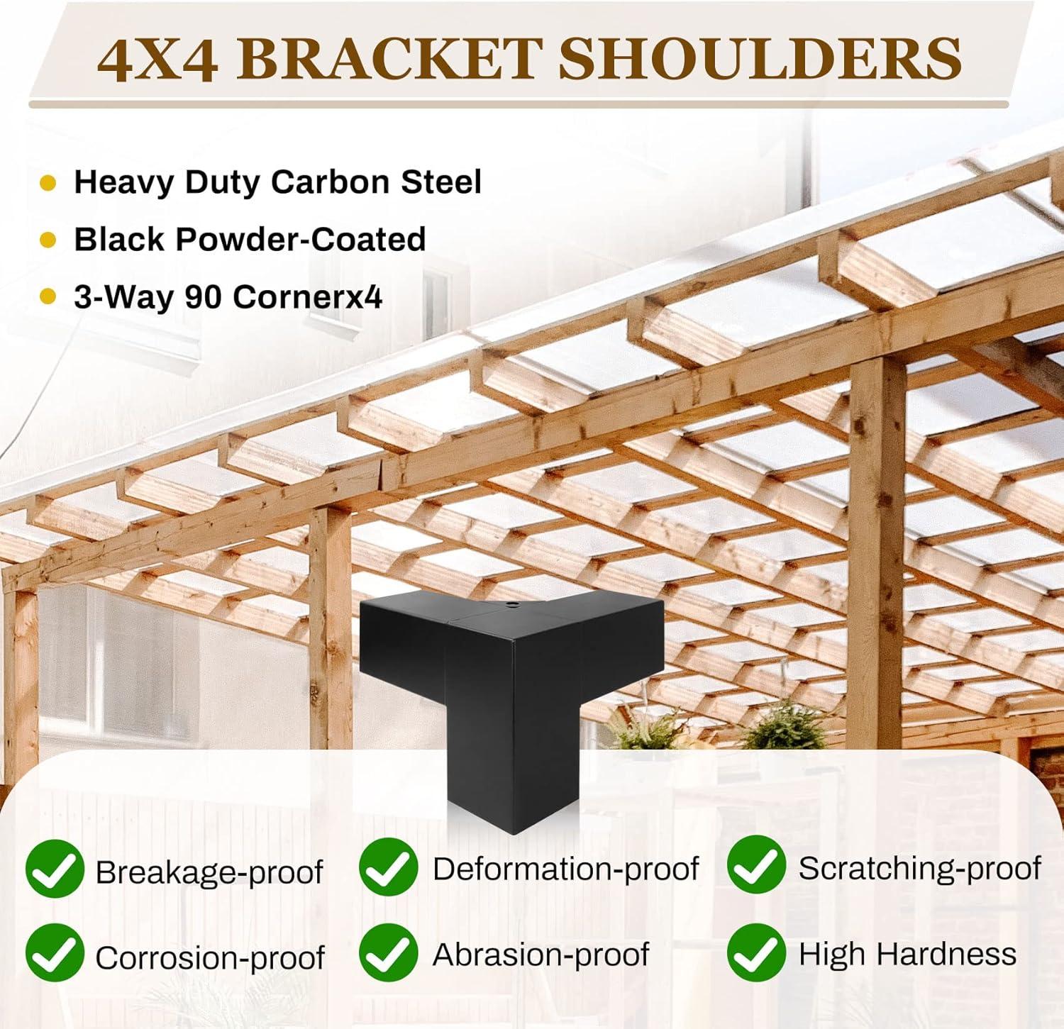 Black Alloy Steel 4x4 Waterproof Pergola Bracket Kit