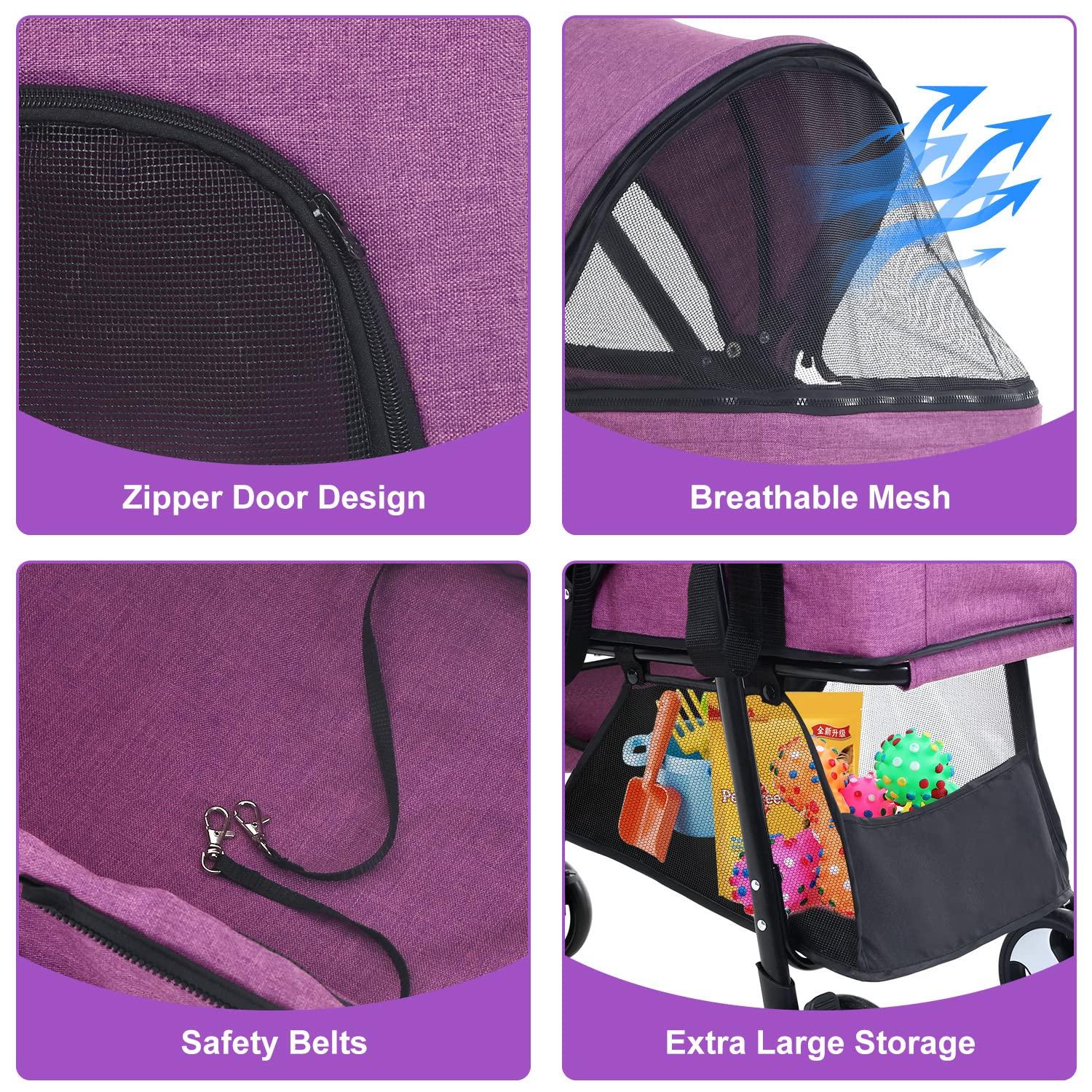 BestPet Foldable Pet Stroller with Detachable Carrier