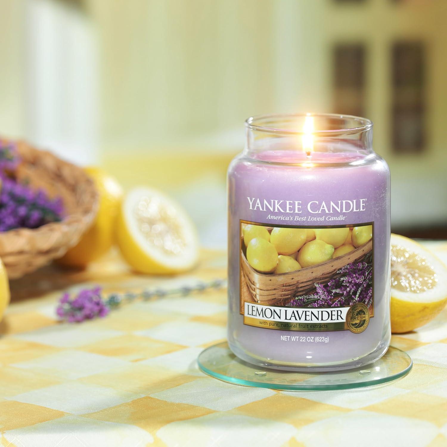 Yankee Candle Lemon Lavender Scented, Classic 22oz Large Jar Single Wick Candle, Over 110 Hours of Burn Time