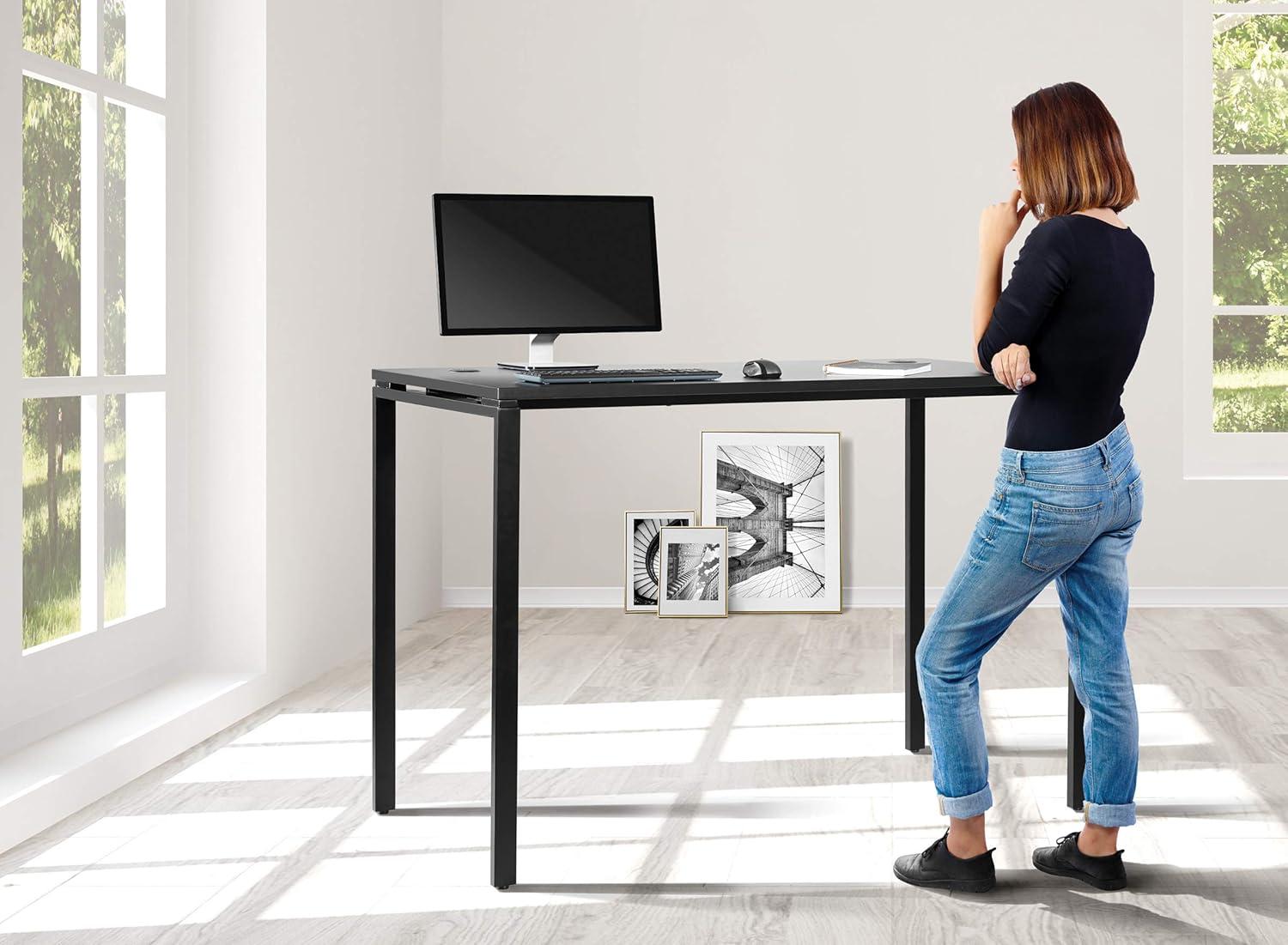 60" Writing Desk with White Laminate Top and White Finish Metal Legs