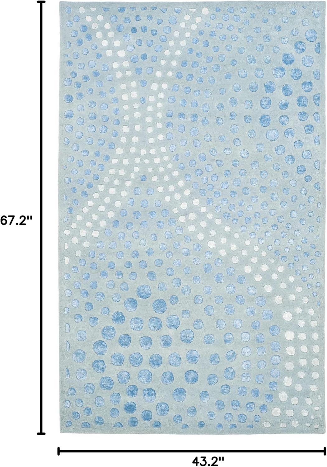 SAFAVIEH Soho Andrew Polka Dots Wool Area Rug, Light Blue, 3'6" x 5'6"