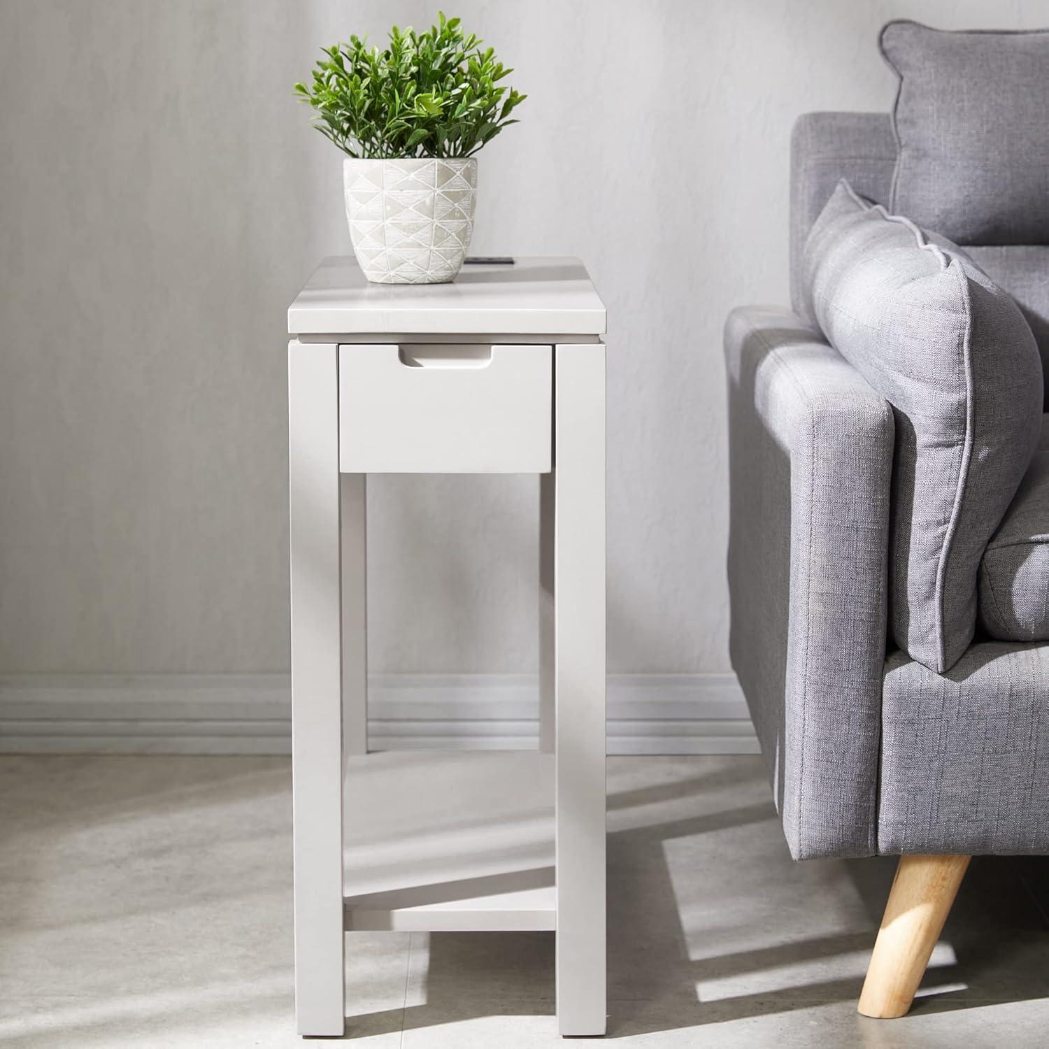 Cade Contemporary Gray Poplar Side Table with Storage