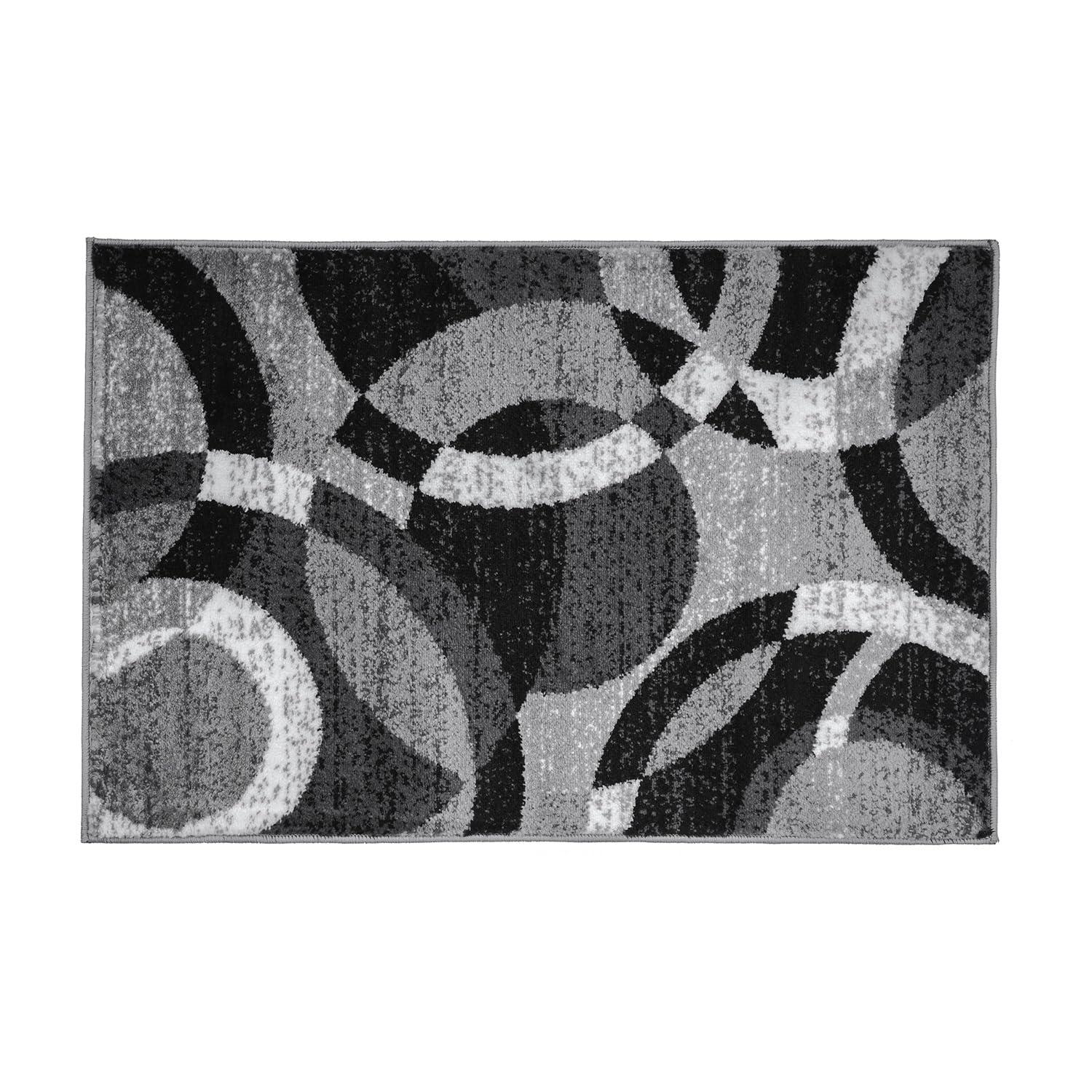 World Rug Gallery Geometric Circles Gray 2' x 3' Area Rug