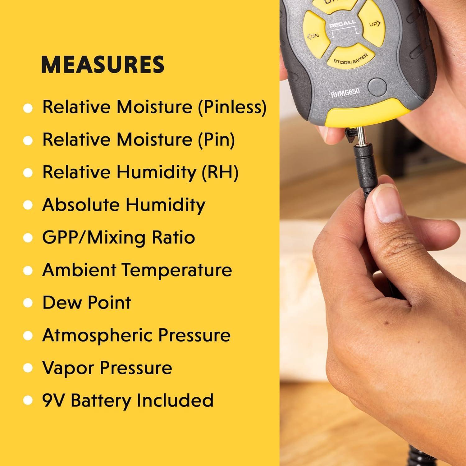 Digital LCD Thermo-Hygrometer with Pin/Pinless Moisture Meter