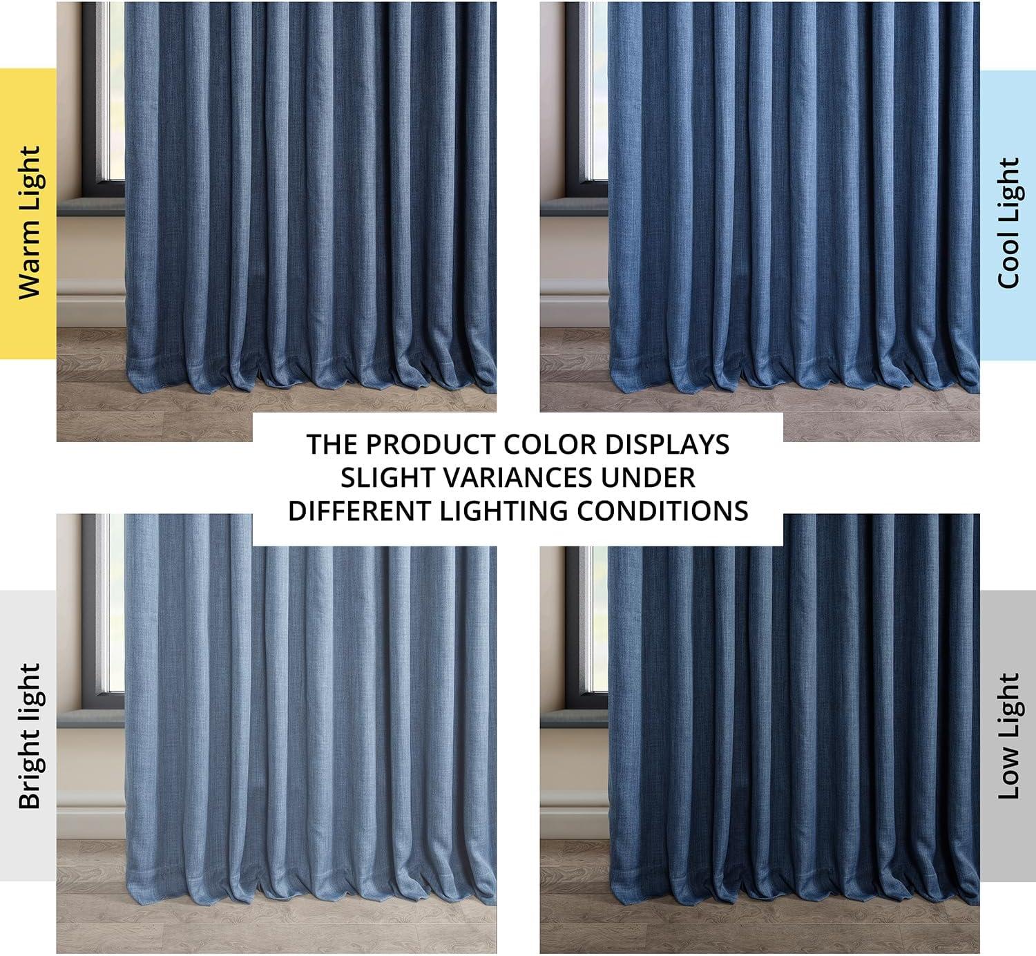 Faux Linen Textured Room Darkening Curtains for Bedroom & Living Room Curtains - Single Panel drapes