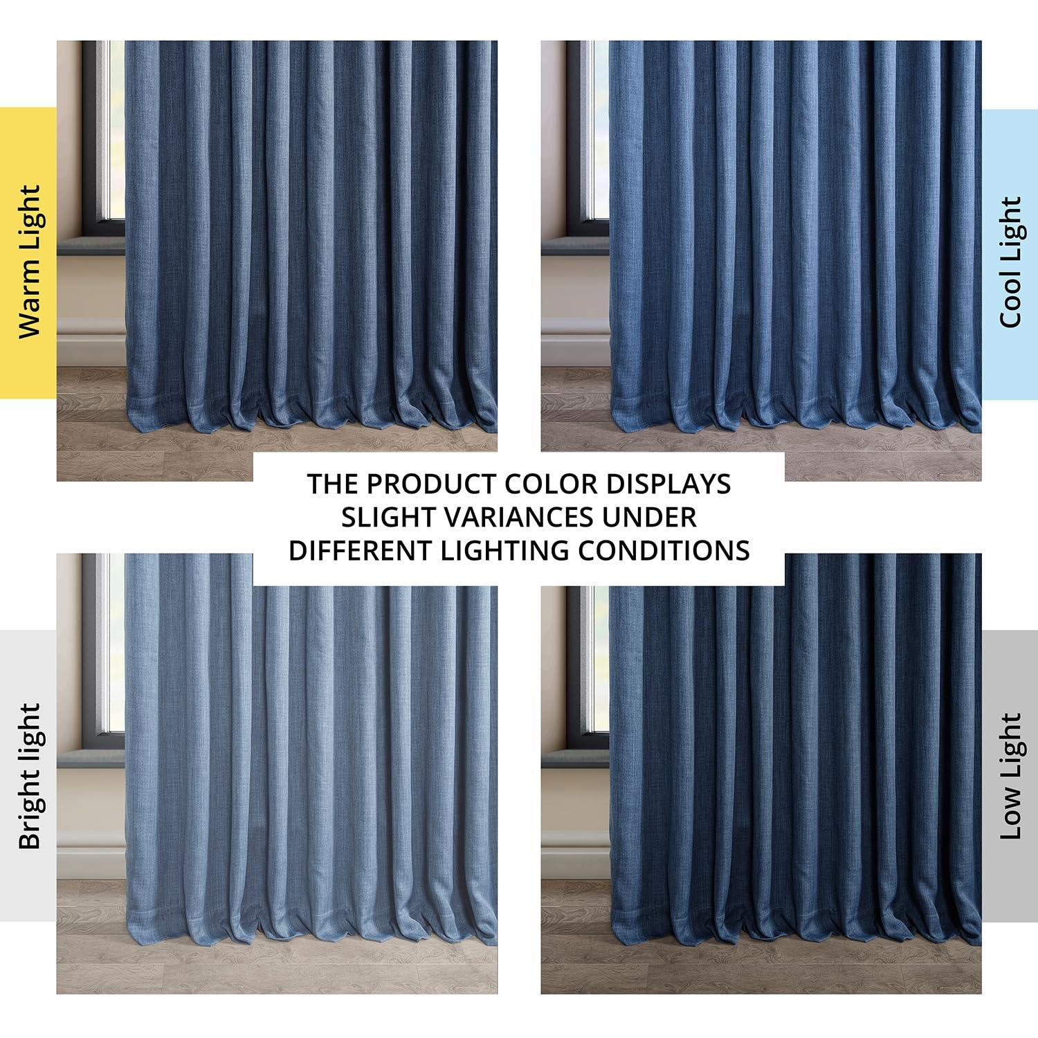 Ottis Textured Faux Linen Rod Pocket Room Darkening Curtains for Bedroom & Living Room Curtains - Single Panel Drapes