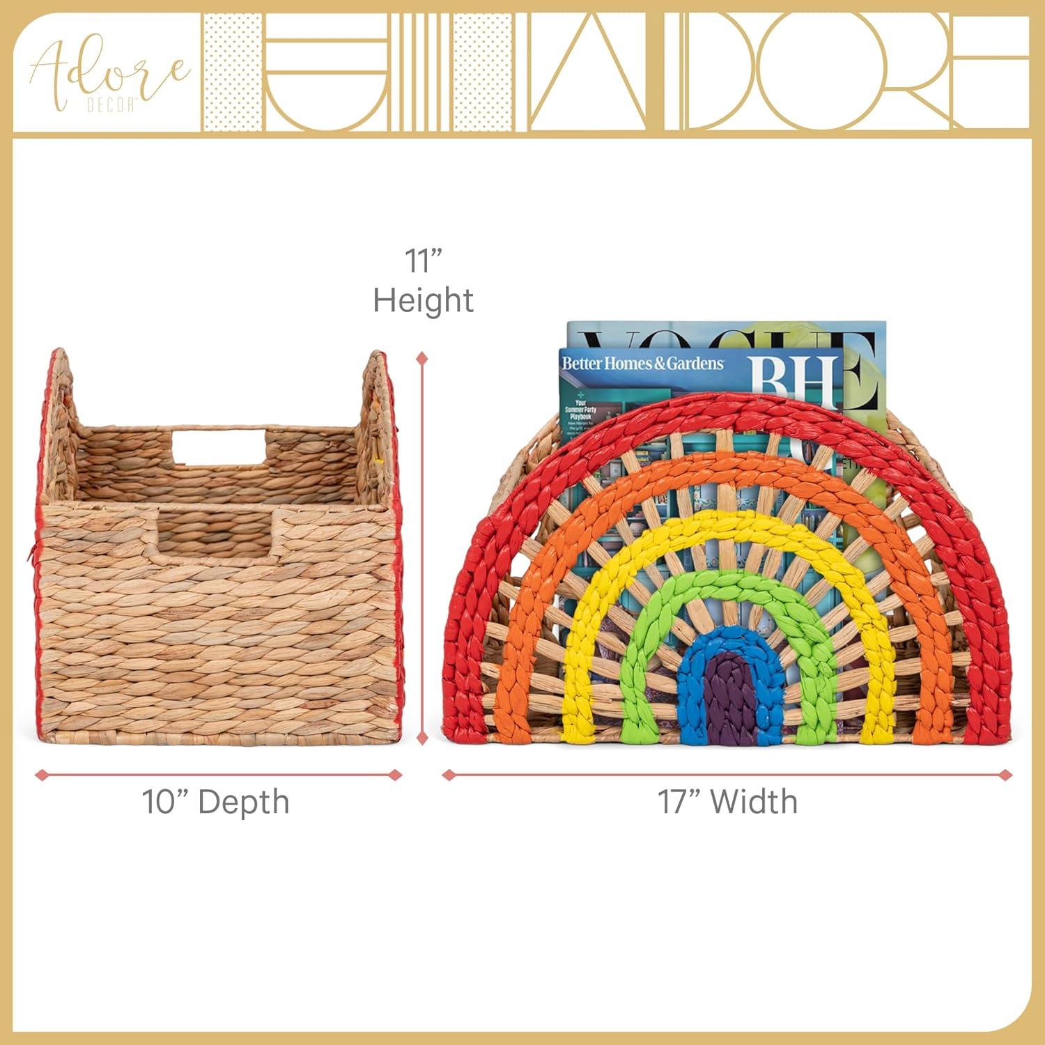Adore Decor Dorothy Rainbow Wicker Basket (2 Pieces), Large and Medium Size Storage, Handwoven Water Hyacinth