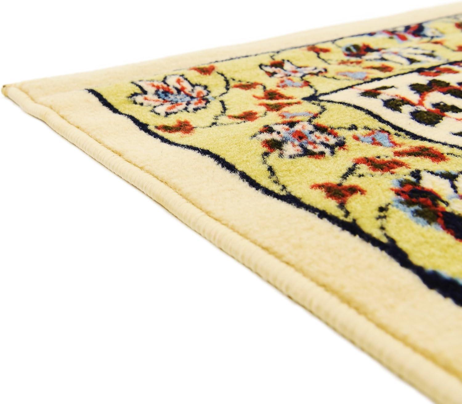 Ivory and Multicolor Rectangular Synthetic Area Rug