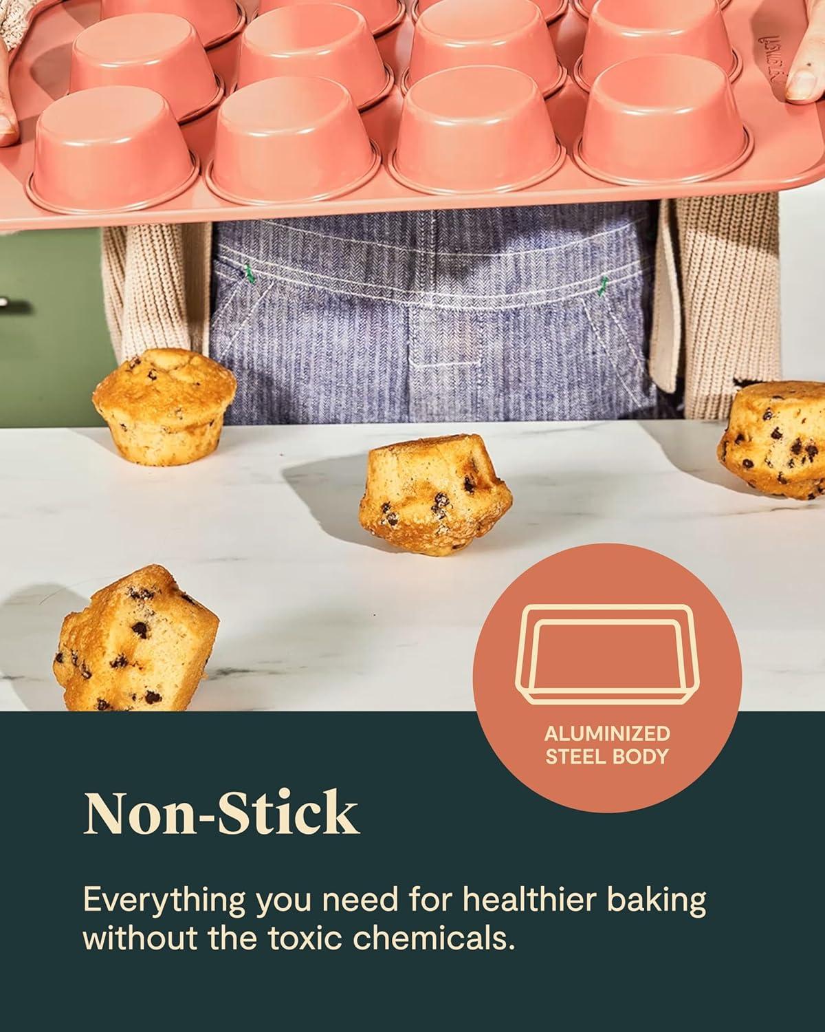 Caraway Non-Stick Ceramic Half Bakeware Set Slate: Baking Sheet, Muffin Pan, Baking Pans, 5-Piece Set, Hand Wash