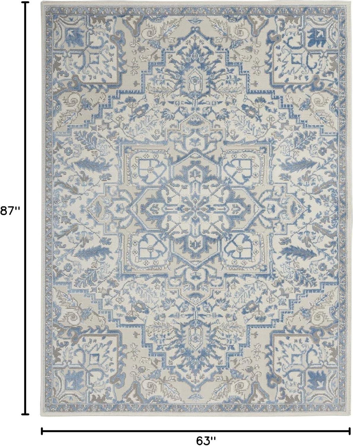 Nourison Elation Bohemian Medallion Indoor Rug Ivory Blue 5'3" x 7'3"