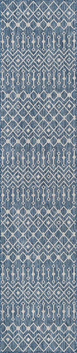 Unique Loom 2' 7 x 12' 0 Runner Indoor/Outdoor Trellis Blue Runner Rug