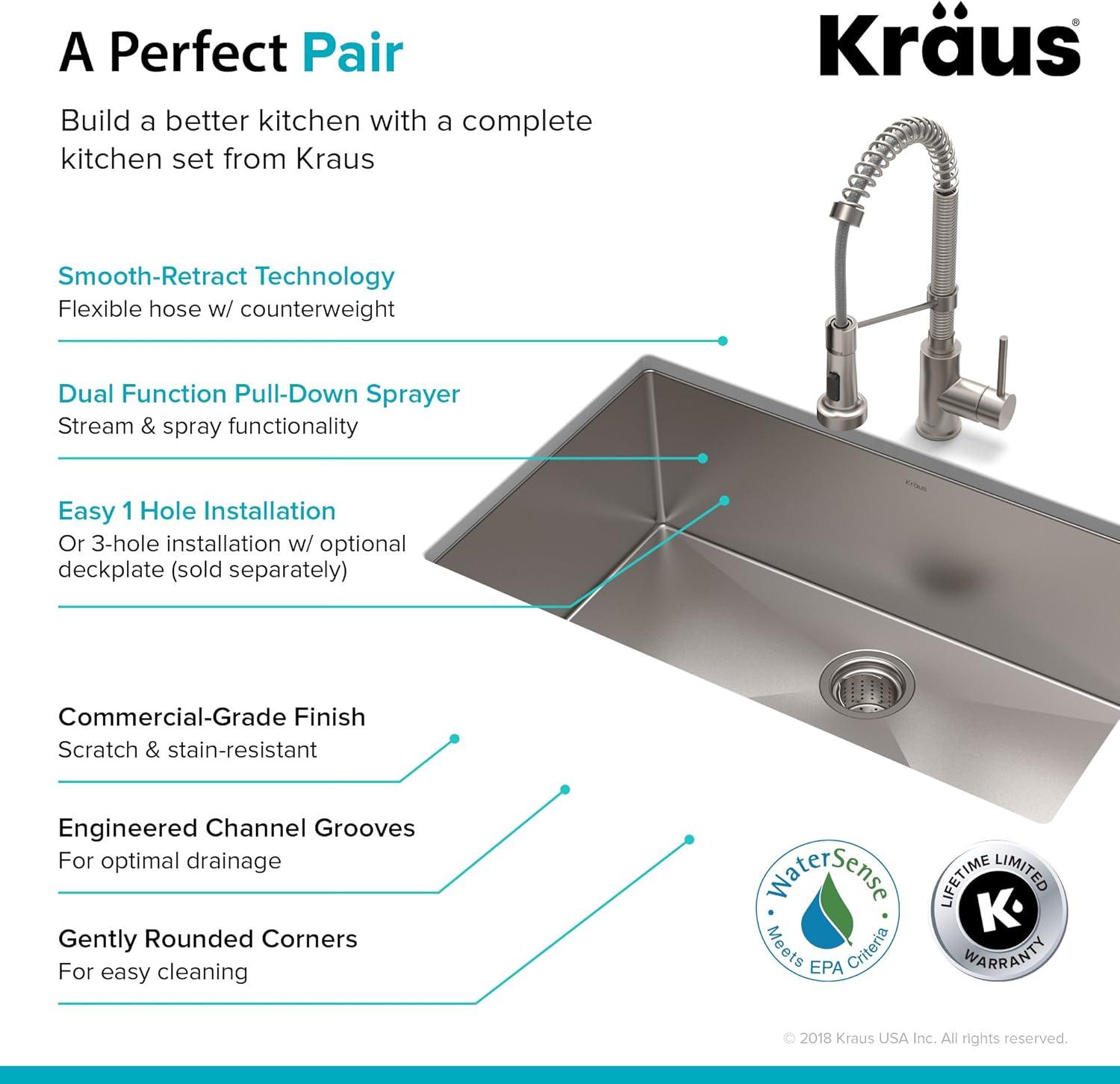 Kraus KRAUS 30-in Standart PRO Kitchen Sink Combo Set with Bolden Kitchen Faucet and Soap Dispenser KHU100-30-1610-53SS