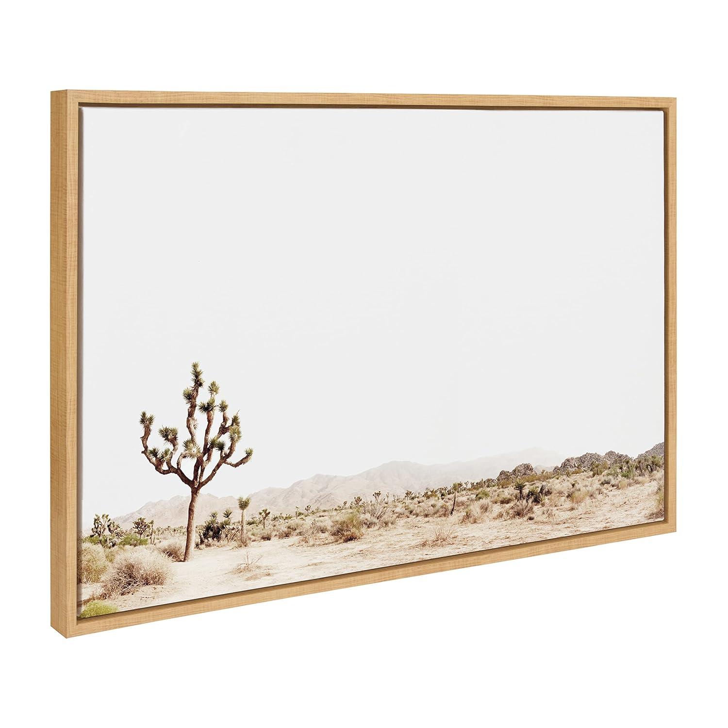 Kate and Laurel Sylvie Lone Joshua Tree Framed Canvas by Amy Peterson Art Studio, 23x33, Natural