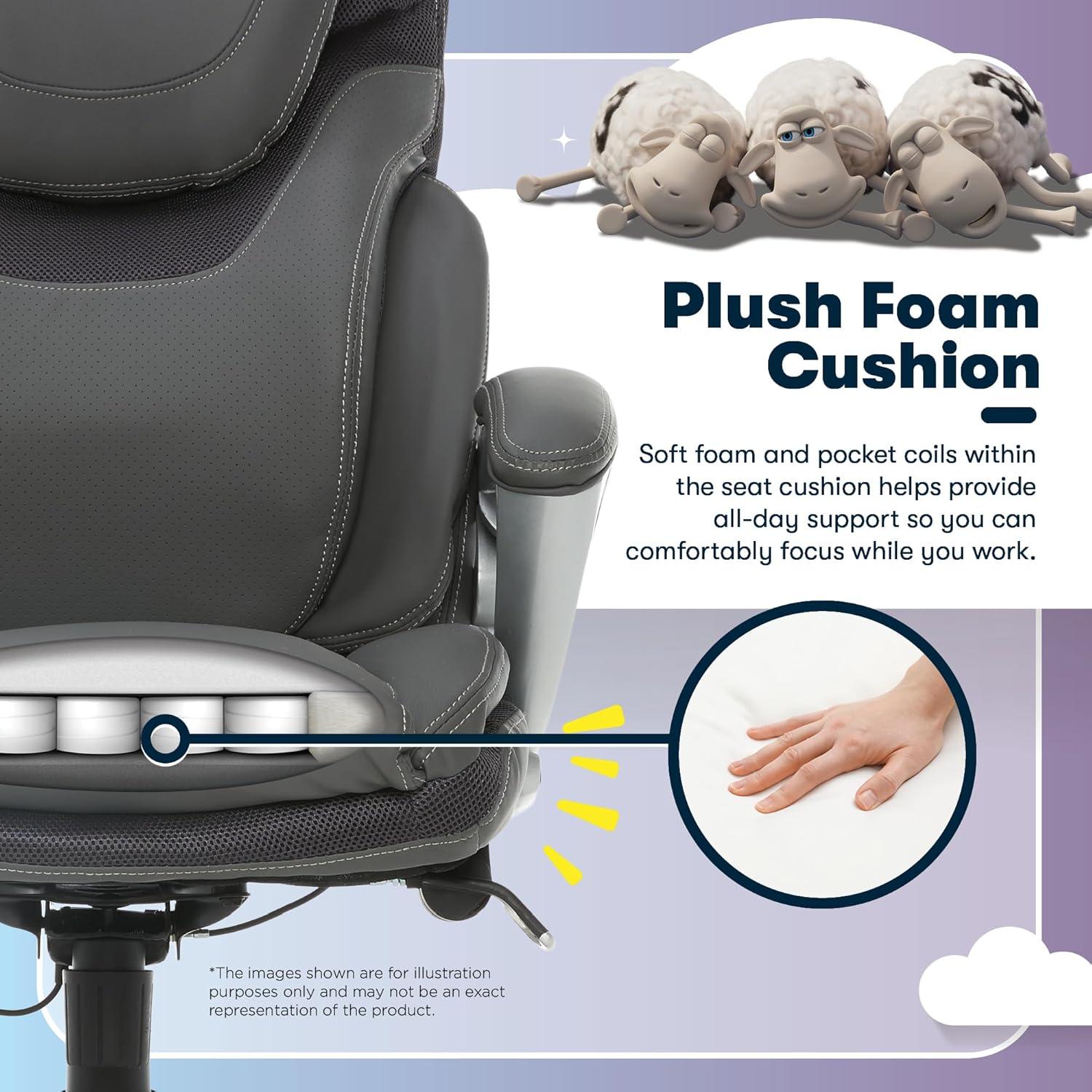 Serta Bryce Executive Office Chair with Patented AIR Lumbar Technology and Layered Body Pillows