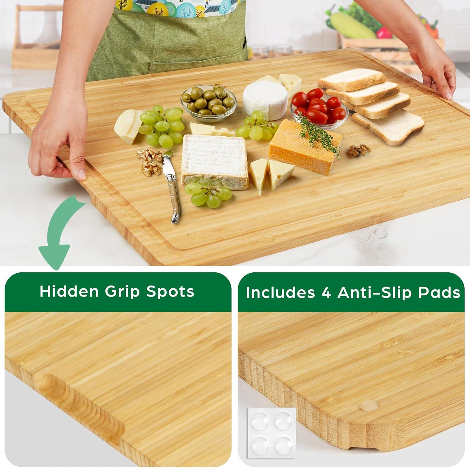 Extra Large Bamboo Cutting Board with Juice Groove and Handles