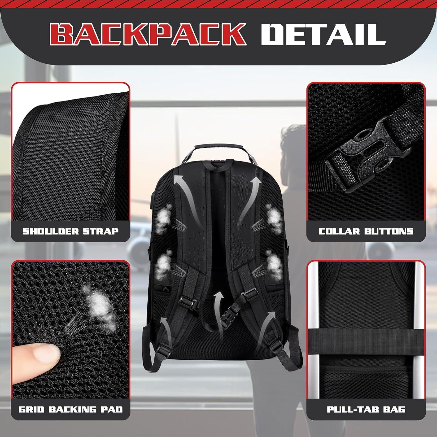 50L Travel Backpack, 17 inch Laptop Backpack for Men, Extra Large Sturdy TSA Friendly with USB Port College School Rucksack Bag Gifts for Him Men Women, Black