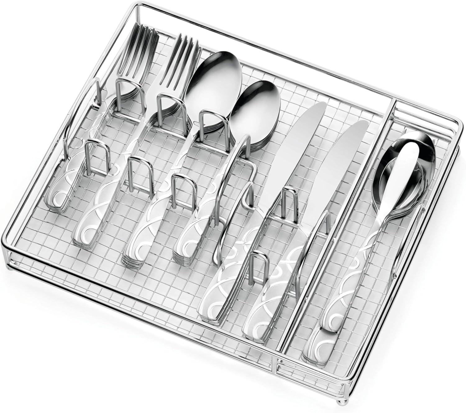 Cambridge Conquest Sand 45-Piece Stainless Steel Flatware Set with Caddy