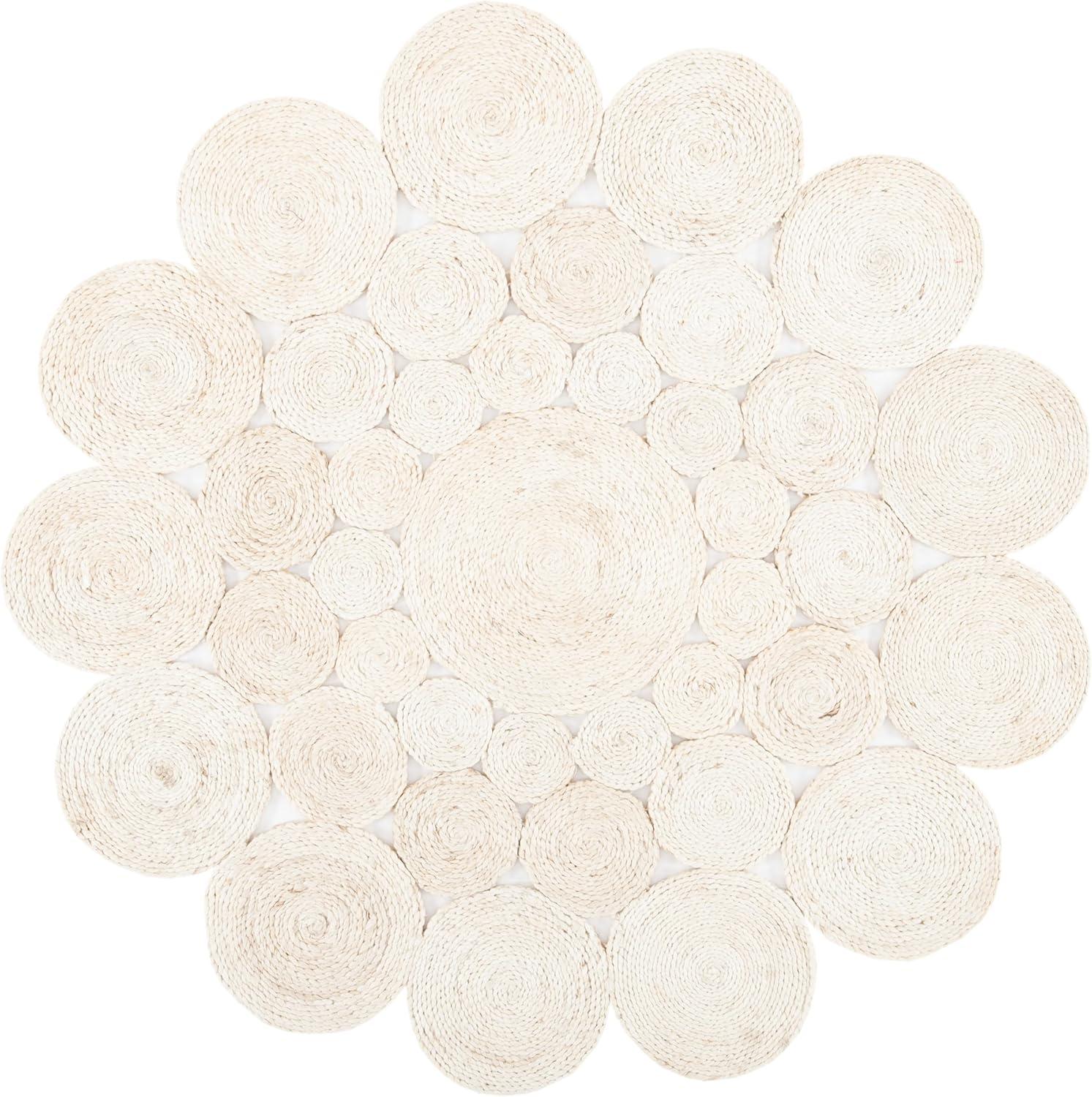 Natural Fiber NF363 Hand Woven Area Rug - Ivory - 3' round - Safavieh.