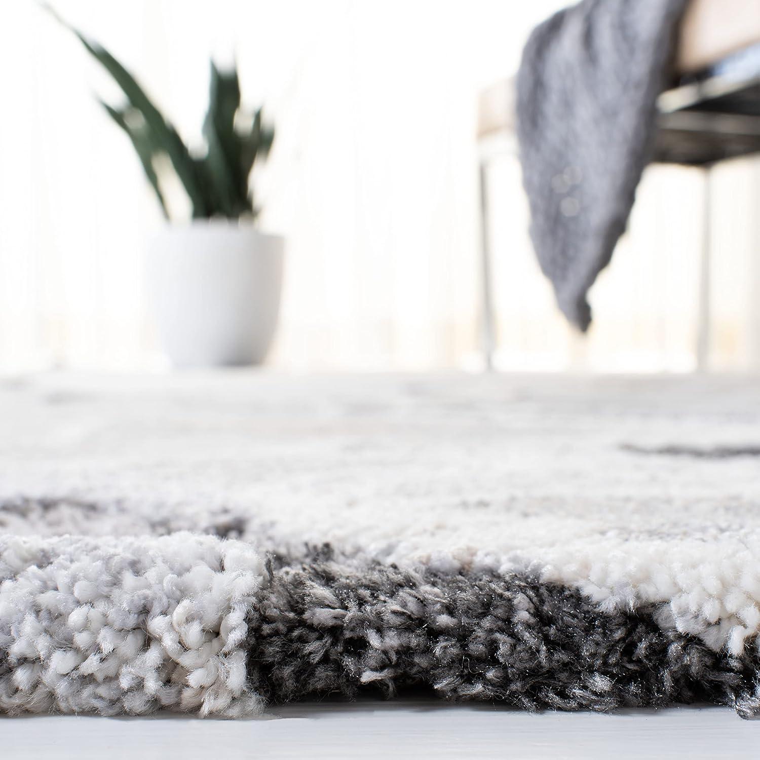 Cyrus Shag CYR121 Power Loomed Indoor Area Rug - Grey/Beige - 5'5"x7'6" - Safavieh