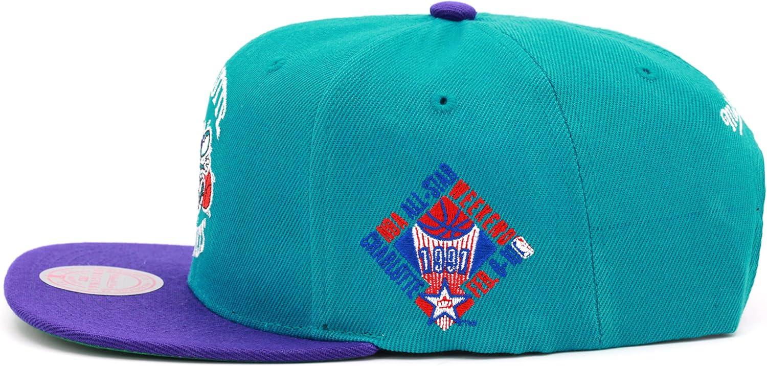 Mitchell & Ness Charlotte Hornets All Star Color Snapback Hat Adjustable Cap HWC - Teal/Purple
