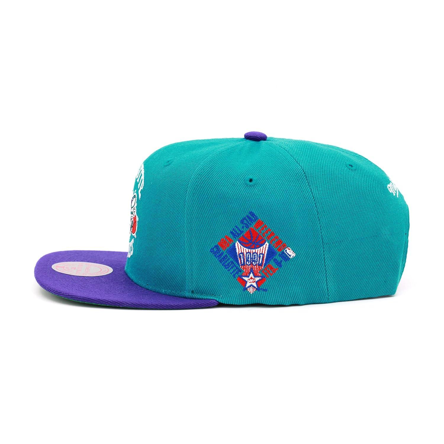 Mitchell & Ness Charlotte Hornets All Star Color Snapback Hat Adjustable Cap HWC - Teal/Purple