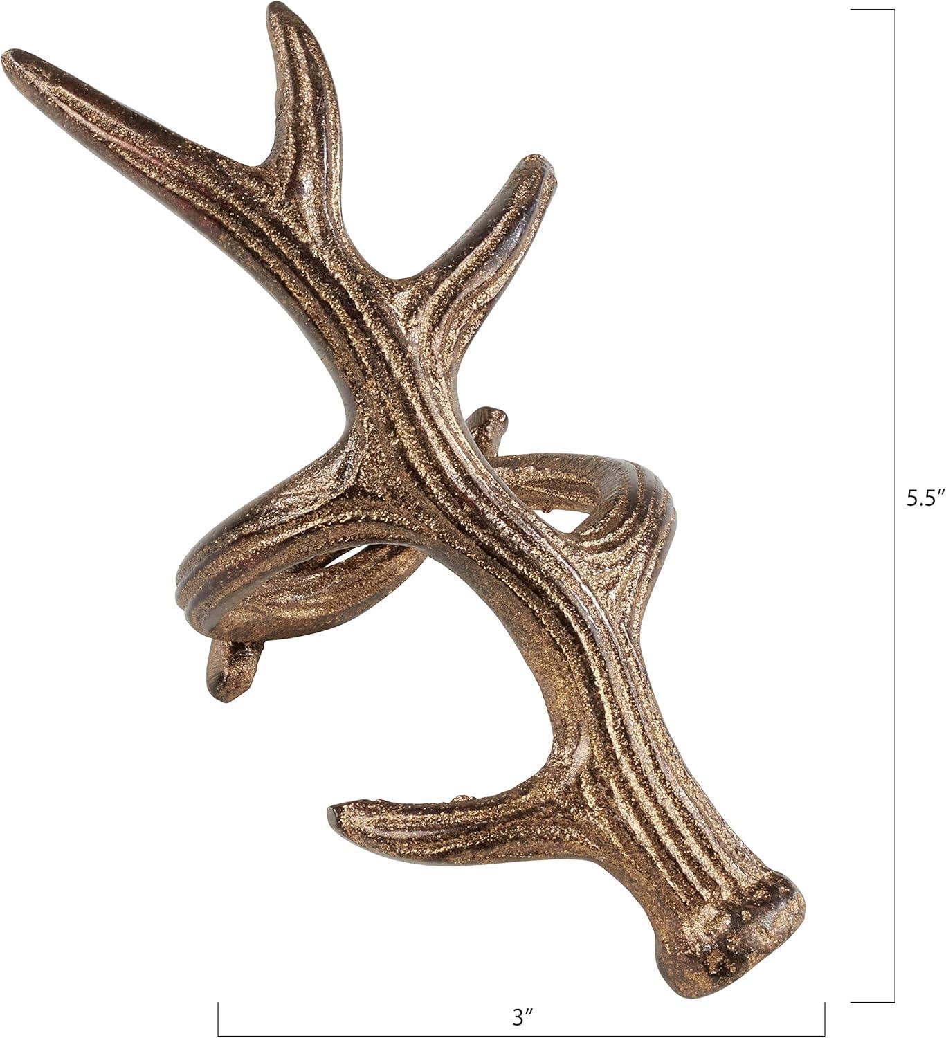 Bronze Antler Design Rustic Napkin Rings Set of 4