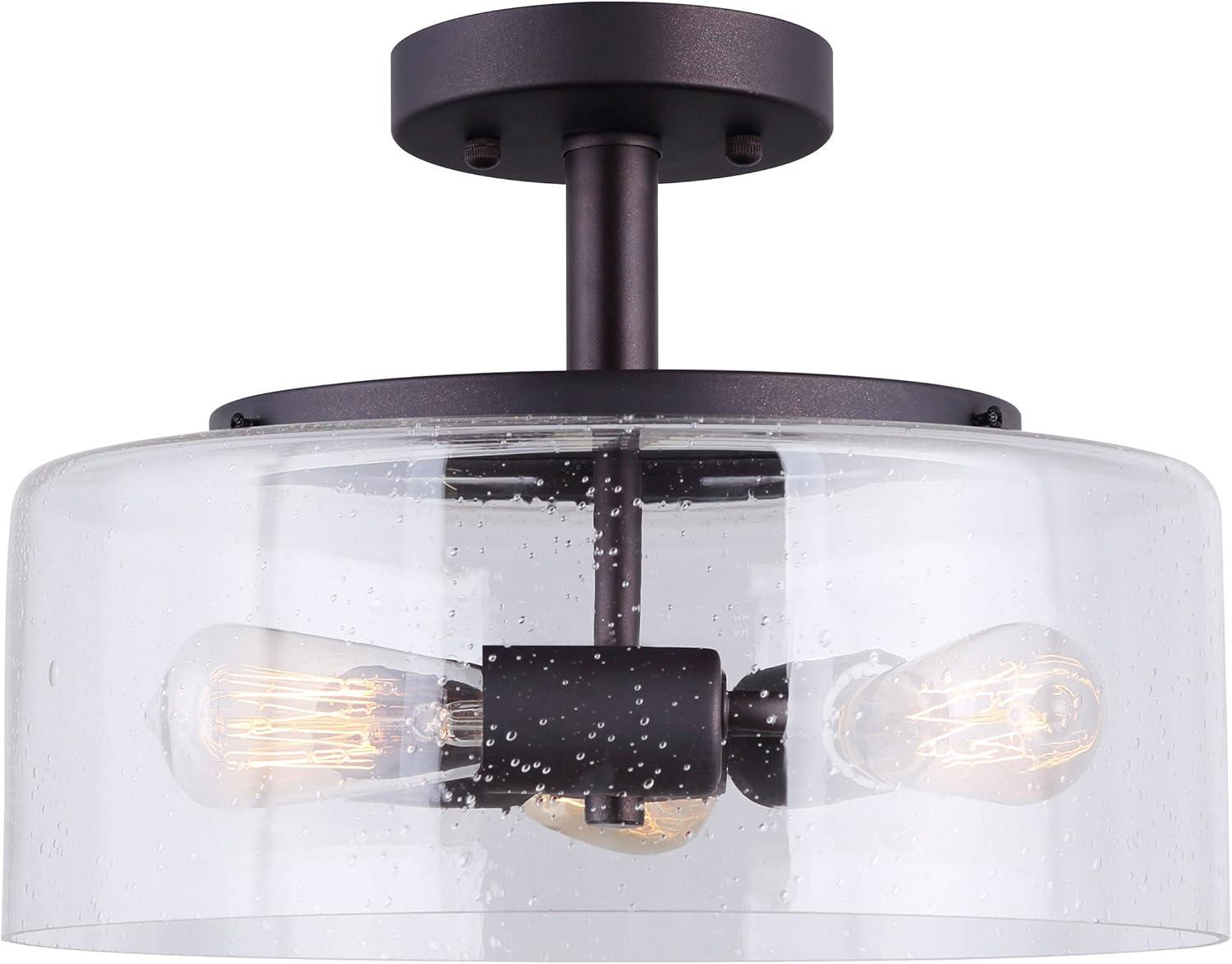 Canarm LTD ISF633A03ORB Nash 3 Bulb Semi-Flush Mount, Oil Rubbed Bronze with Seeded Glass, 3 Light